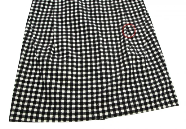 トリココムデギャルソンtricot COMME des GARCONSウエストテープ切替ギンガムチェック台形スカート 白黒M K-101410_004