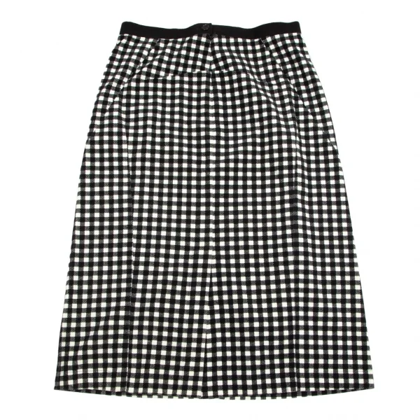 トリココムデギャルソンtricot COMME des GARCONSウエストテープ切替ギンガムチェック台形スカート 白黒M K-101410_007