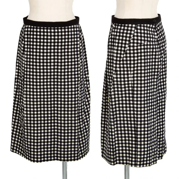 トリココムデギャルソンtricot COMME des GARCONS ドルマンギンガムチェックラウンドカラーセットアップ 白黒S・M K-101411_010