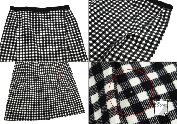 トリココムデギャルソンtricot COMME des GARCONS ドルマンギンガムチェックラウンドカラーセットアップ 白黒S・M K-101411_012
