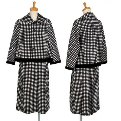 トリココムデギャルソンtricot COMME des GARCONS ドルマンギンガムチェックラウンドカラーセットアップ 白黒