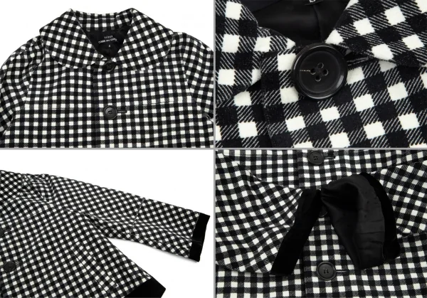 トリココムデギャルソンtricot COMME des GARCONS ドルマンギンガムチェックラウンドカラーセットアップ 白黒S・M K-101411_004