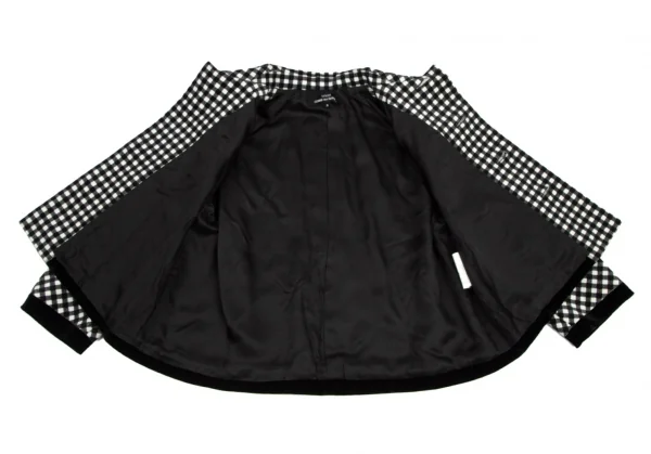 トリココムデギャルソンtricot COMME des GARCONS ドルマンギンガムチェックラウンドカラーセットアップ 白黒S・M K-101411_006