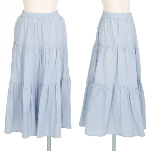 マドモアゼルノンノンMademoiselle NON NON NON NO ウォッシュドコットン切替フレアロングスカート 水色M位 K-101422_001