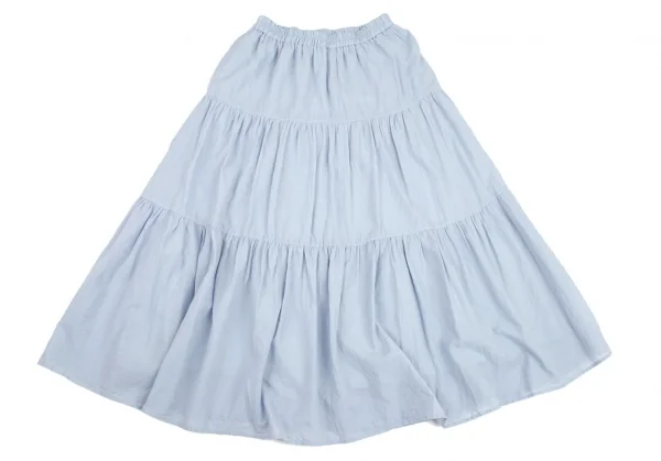 マドモアゼルノンノンMademoiselle NON NON NON NO ウォッシュドコットン切替フレアロングスカート 水色M位 K-101422_002