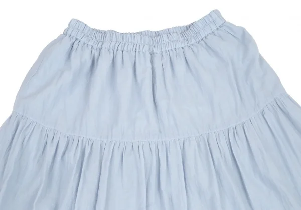 マドモアゼルノンノンMademoiselle NON NON NON NO ウォッシュドコットン切替フレアロングスカート 水色M位 K-101422_003