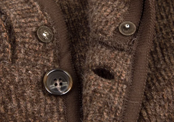 ズッカzucca ダブルスタンドカラーベルスリーブリブニットジャケット 茶M K-101428_010