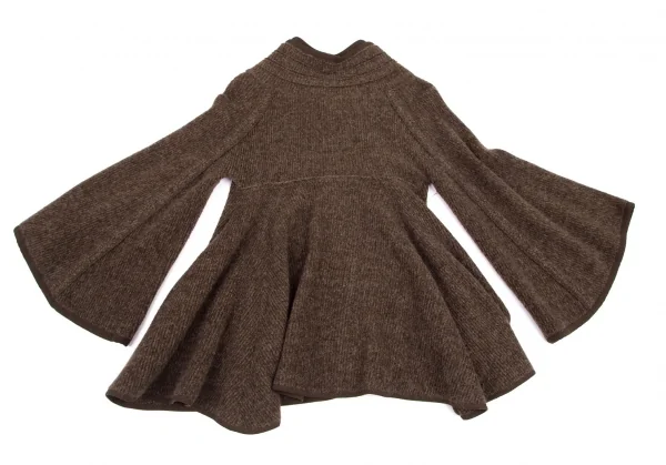 ズッカzucca ダブルスタンドカラーベルスリーブリブニットジャケット 茶M K-101428_012