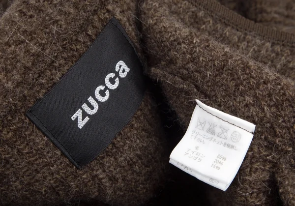 ズッカzucca ダブルスタンドカラーベルスリーブリブニットジャケット 茶M K-101428_014