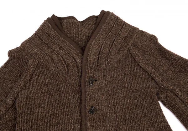ズッカzucca ダブルスタンドカラーベルスリーブリブニットジャケット 茶M K-101428_003