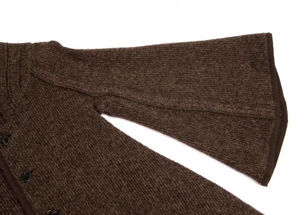 ズッカzucca ダブルスタンドカラーベルスリーブリブニットジャケット 茶M K-101428_005