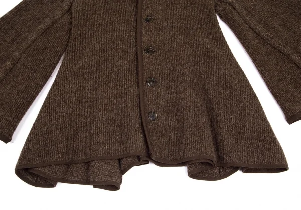 ズッカzucca ダブルスタンドカラーベルスリーブリブニットジャケット 茶M K-101428_007