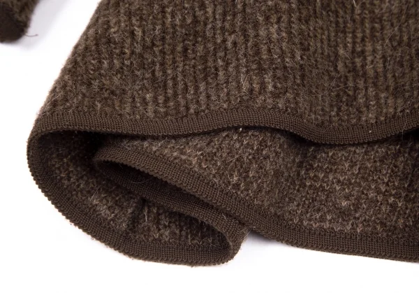 ズッカzucca ダブルスタンドカラーベルスリーブリブニットジャケット 茶M K-101428_008