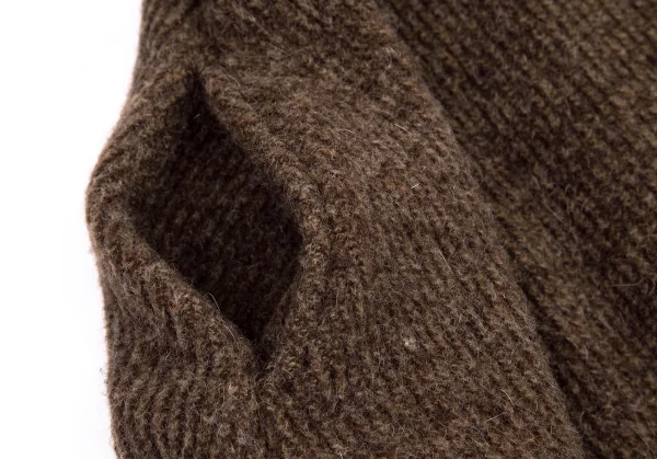 ズッカzucca ダブルスタンドカラーベルスリーブリブニットジャケット 茶M K-101428_009