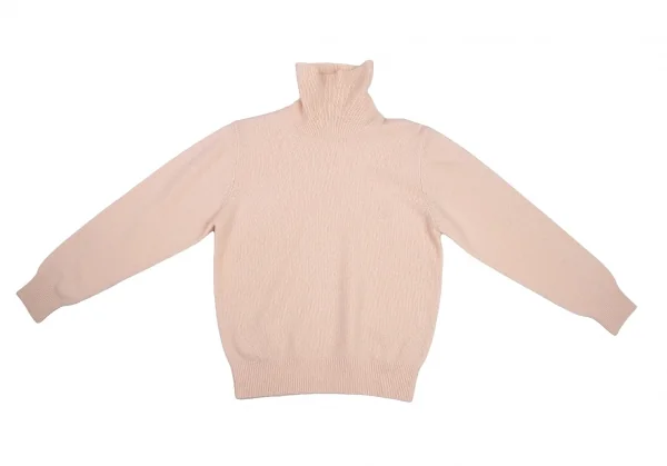 マドモアゼルノンノンMademoiselle NON NON ワンポイント刺繍タートルネックニットセーター 薄ピンクM位 K-101434_002