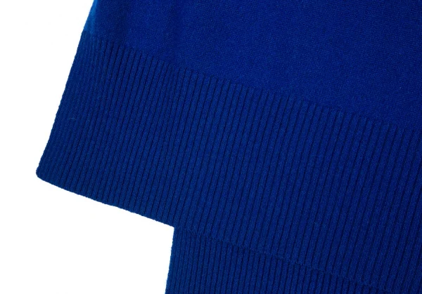 ヨウジヤマモト ファムYohji Yamamoto FEMME カシミヤワンポイントロゴ刺繍ロングリブストール 青2 K-101445_004