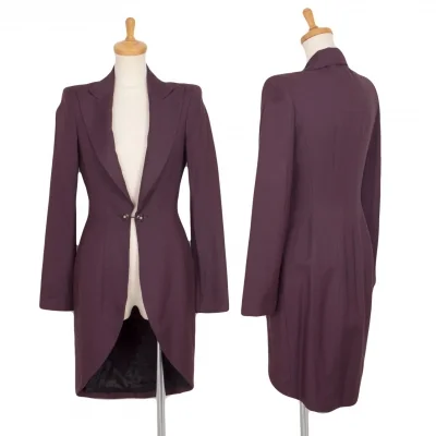 ジョンガリアーノJohn Galliano リネン混ピークドラペルロングジャケット 紫