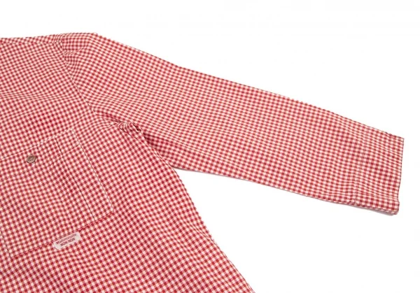 マドモアゼルノンノンMademoiselle NON NON ピンタックポケットギンガムチェック七分袖シャツ 赤白L K-101505_005