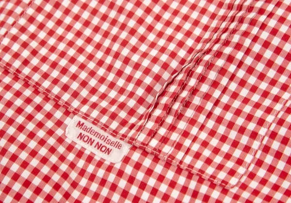 マドモアゼルノンノンMademoiselle NON NON ピンタックポケットギンガムチェック七分袖シャツ 赤白L K-101505_008