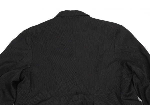 ブラックコムデギャルソンBLACK COMME des GARCONS ポリ染色加工ストライプステッチバックスリットロングジャケット 黒S K-101518_014