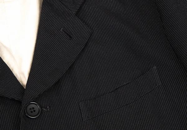 ブラックコムデギャルソンBLACK COMME des GARCONS ポリ染色加工ストライプステッチバックスリットロングジャケット 黒S K-101518_004