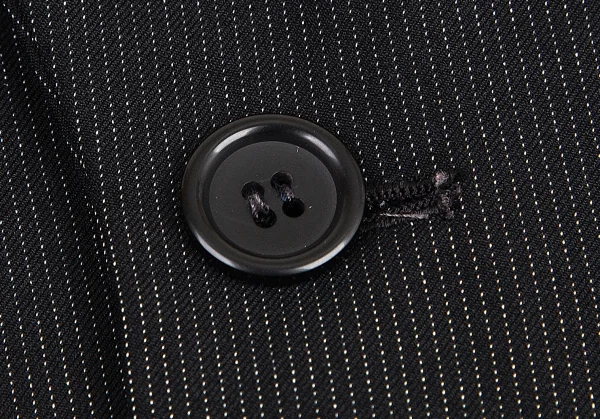 ブラックコムデギャルソンBLACK COMME des GARCONS ポリ染色加工ストライプステッチバックスリットロングジャケット 黒S K-101518_006