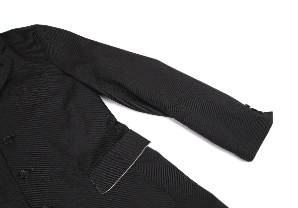 ブラックコムデギャルソンBLACK COMME des GARCONS ポリ染色加工ストライプステッチバックスリットロングジャケット 黒S K-101518_007