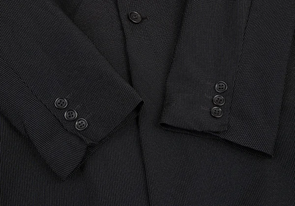 ブラックコムデギャルソンBLACK COMME des GARCONS ポリ染色加工ストライプステッチバックスリットロングジャケット 黒S K-101518_008
