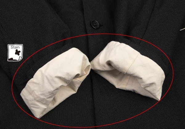 ブラックコムデギャルソンBLACK COMME des GARCONS ポリ染色加工ストライプステッチバックスリットロングジャケット 黒S K-101518_009