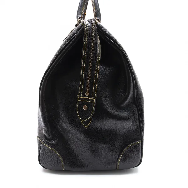 コムデギャルソン オムCOMME des GARCONS HOMME イエローステッチレザーボストンバッグ 黒 K-101543_003