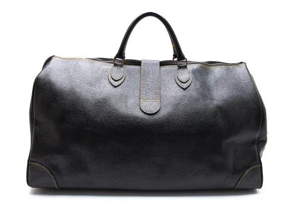 コムデギャルソン オムCOMME des GARCONS HOMME イエローステッチレザーボストンバッグ 黒 K-101543_007