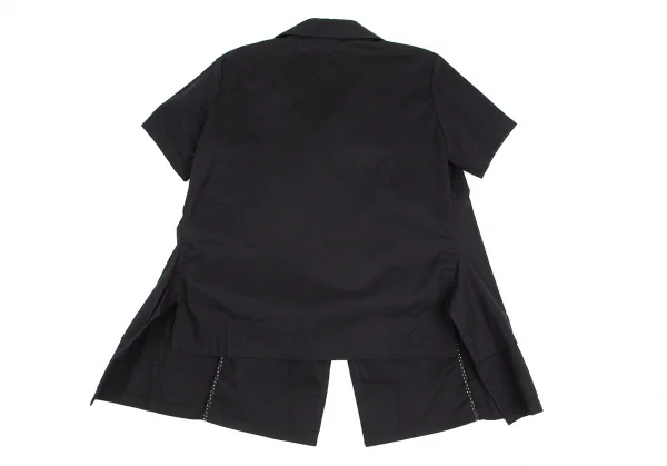 リミフゥLIMI feu 裏ドットデザインボタンレスオープンカラー半袖シャツ 黒S K-101544_010