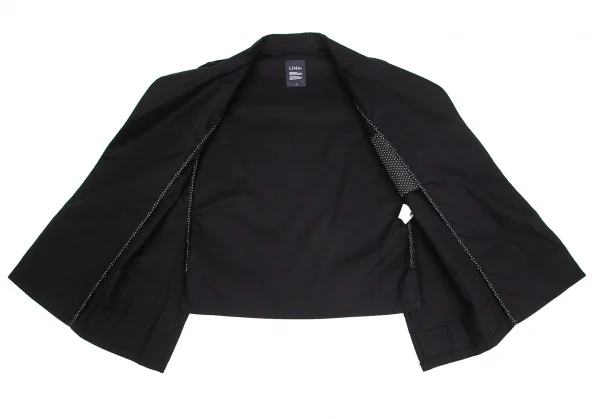 リミフゥLIMI feu 裏ドットデザインボタンレスオープンカラー半袖シャツ 黒S K-101544_009