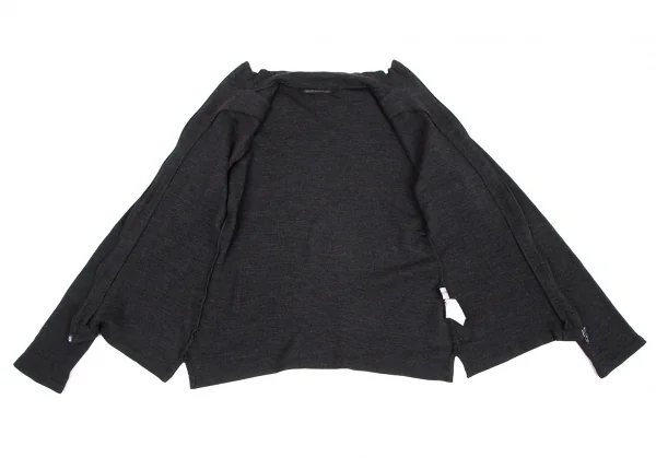 ヨウジヤマモト ファムYohji Yamamoto FEMME ウールスタンドカラーダブルジップニットカーディガン チャコール3 K-101547_010