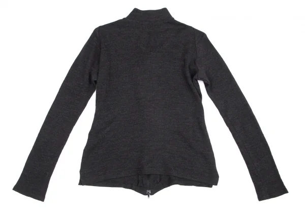 ヨウジヤマモト ファムYohji Yamamoto FEMME ウールスタンドカラーダブルジップニットカーディガン チャコール3 K-101547_011