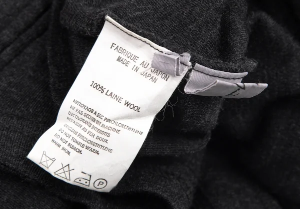 ヨウジヤマモト ファムYohji Yamamoto FEMME ウールスタンドカラーダブルジップニットカーディガン チャコール3 K-101547_013