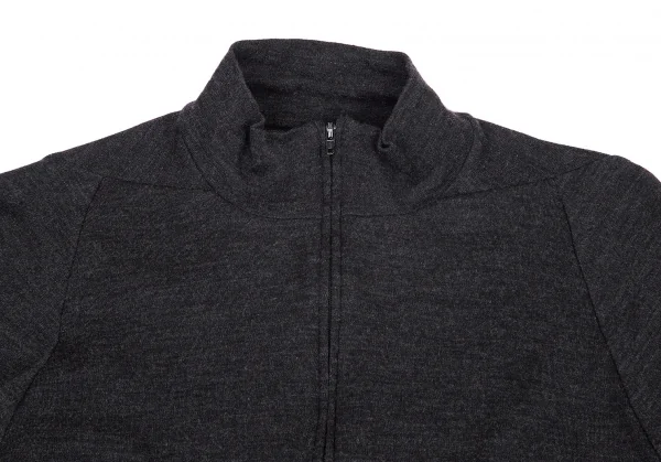 ヨウジヤマモト ファムYohji Yamamoto FEMME ウールスタンドカラーダブルジップニットカーディガン チャコール3 K-101547_003