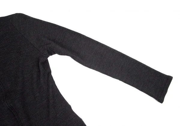 ヨウジヤマモト ファムYohji Yamamoto FEMME ウールスタンドカラーダブルジップニットカーディガン チャコール3 K-101547_005