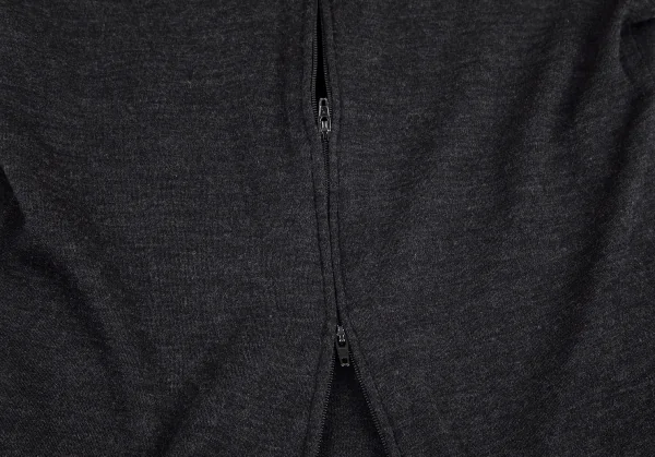 ヨウジヤマモト ファムYohji Yamamoto FEMME ウールスタンドカラーダブルジップニットカーディガン チャコール3 K-101547_009