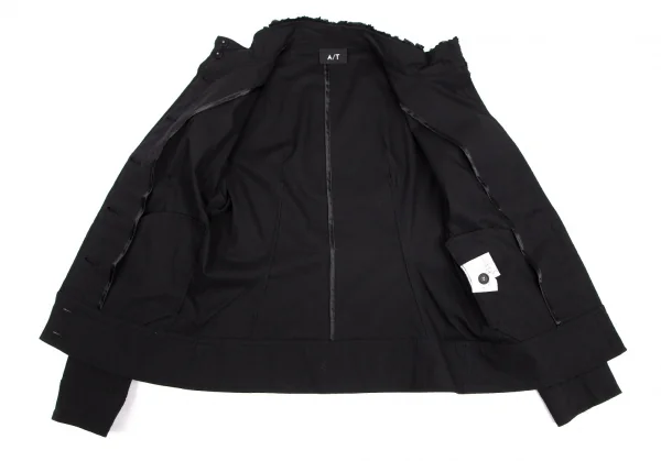 アツロウタヤマA/T 襟フリルストレッチコットンジャケット 黒M位 K-101553_014
