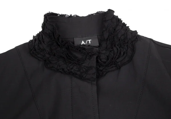 アツロウタヤマA/T 襟フリルストレッチコットンジャケット 黒M位 K-101553_003