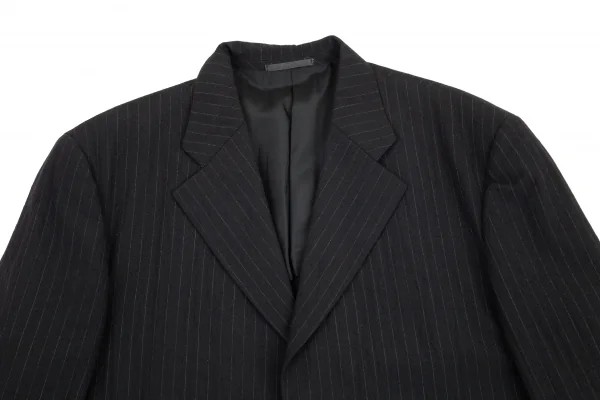 コムデギャルソン オムCOMME des GARCONS HOMME ウールストライプボタンレステーラードジャケット 黒M K-101557_002