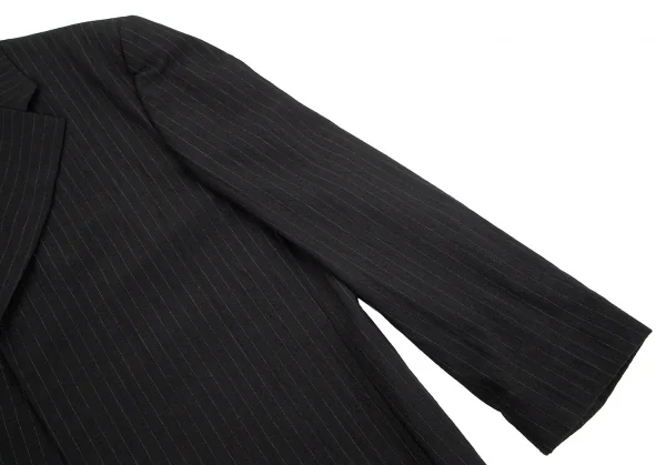 コムデギャルソン オムCOMME des GARCONS HOMME ウールストライプボタンレステーラードジャケット 黒M K-101557_003