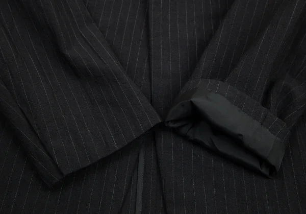 コムデギャルソン オムCOMME des GARCONS HOMME ウールストライプボタンレステーラードジャケット 黒M K-101557_004