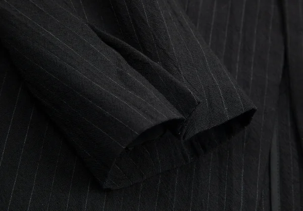 コムデギャルソン オムCOMME des GARCONS HOMME ウールストライプボタンレステーラードジャケット 黒M K-101557_005