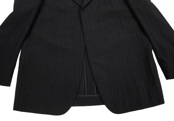 コムデギャルソン オムCOMME des GARCONS HOMME ウールストライプボタンレステーラードジャケット 黒M K-101557_006