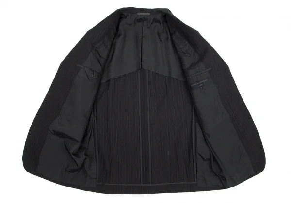 コムデギャルソン オムCOMME des GARCONS HOMME ウールストライプボタンレステーラードジャケット 黒M K-101557_007