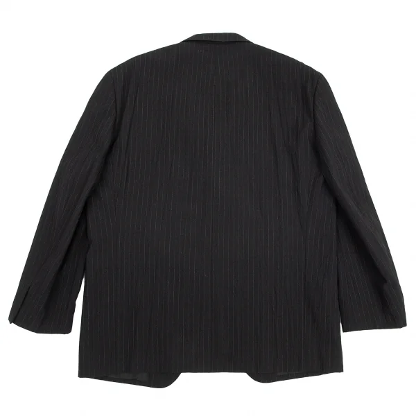 コムデギャルソン オムCOMME des GARCONS HOMME ウールストライプボタンレステーラードジャケット 黒M K-101557_008