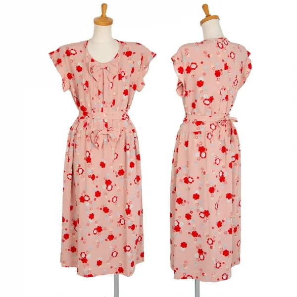 PINK HOUSE Japanese pattern Printed Ribbon Dress Pink S-M K-101559_001