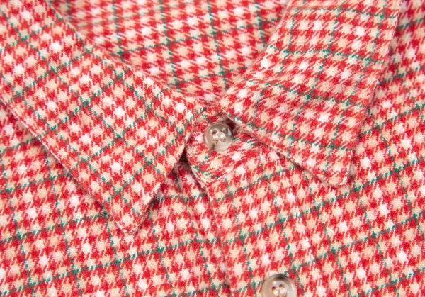 パパスPapas パピートゥースチェック長袖コットンネルシャツ 赤ベージュL K-101578_004